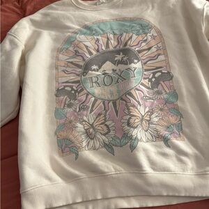 Roxy White Sweatshirt with Floral Graphic